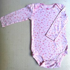 Baby Girl Cotton LS Bodysuits  Pink Butterfly prints Simple Joys by Carter 18 M